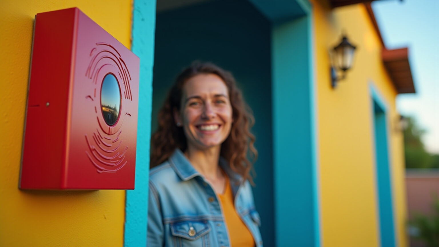 Sirene de alarme potente instalada em casa brasileira, transmitindo segurança.