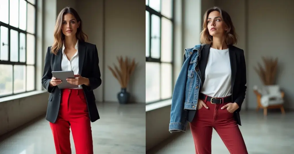 Calça vermelha jeans ou alfaiataria: qual vale seu dinheiro em 2026?