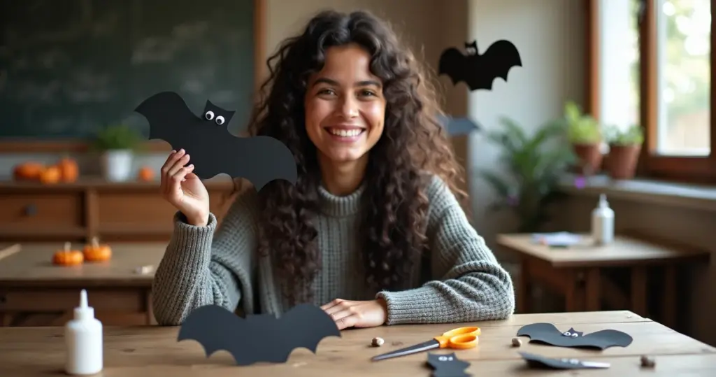 Como fazer morcegos de papel para Halloween escolar: decoração fofa e barata