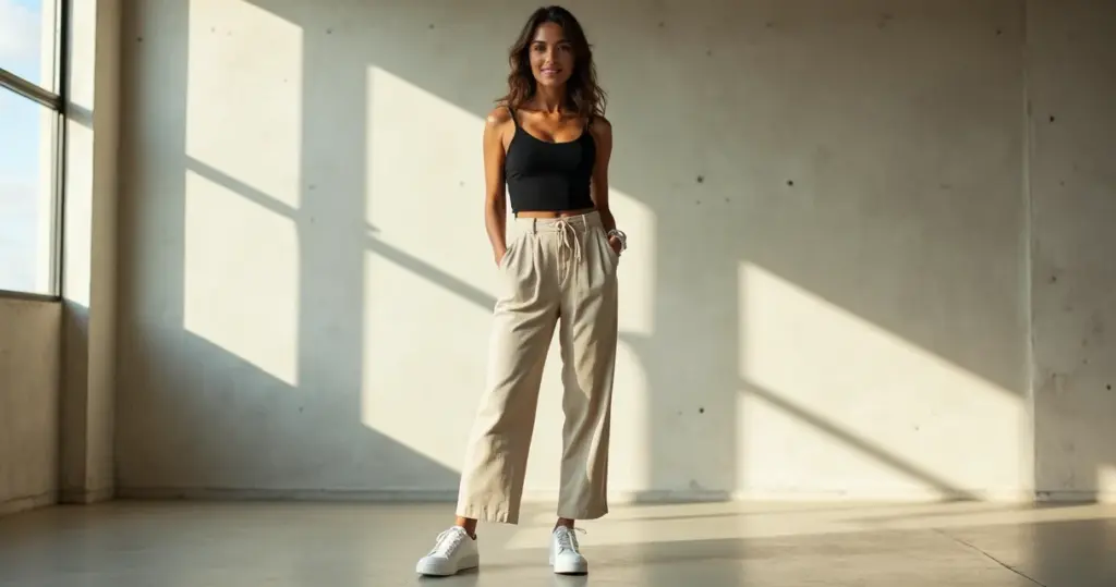 12 Ideias de Como Usar Calça Bege com Tênis Branco em 2026