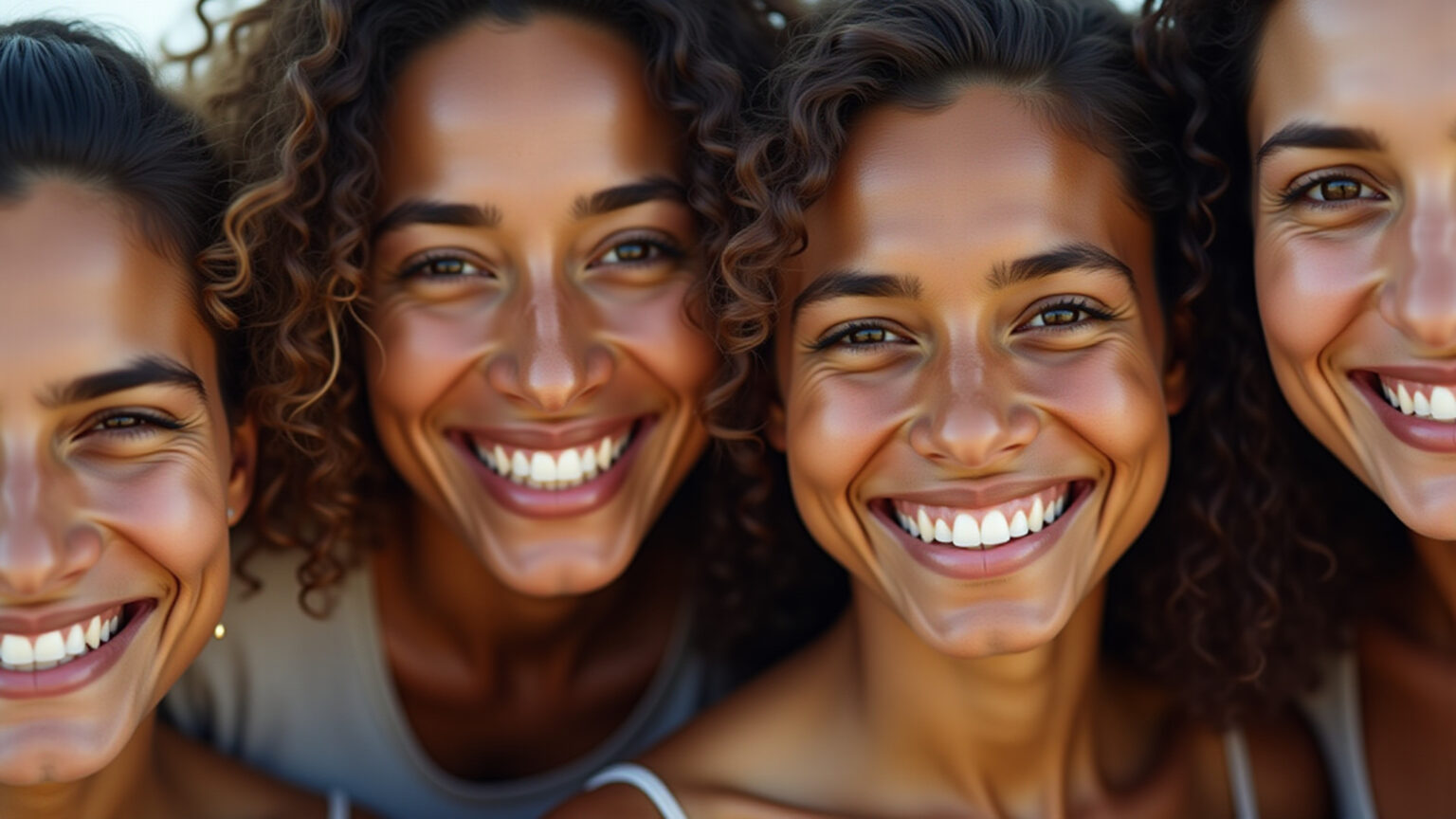 Sorriso no Espelho, Autoestima no Topo: Como um Plano Amil Transforma sua Imagem em 2026 Grupo de brasileiros sorrindo com dentes saudáveis, plano Amil.