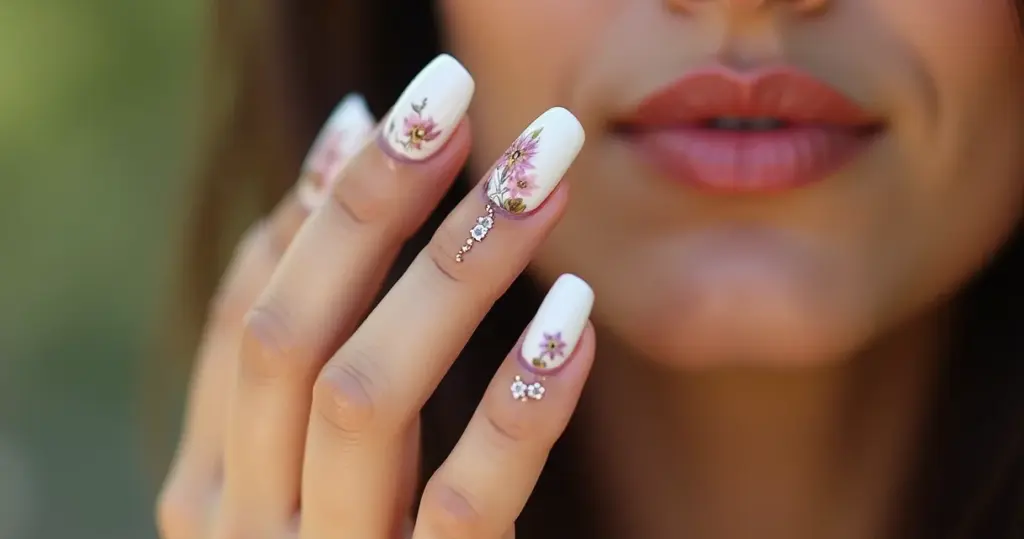 Unhas Branca Decorada: 7 Designs [2026] para Arrasar