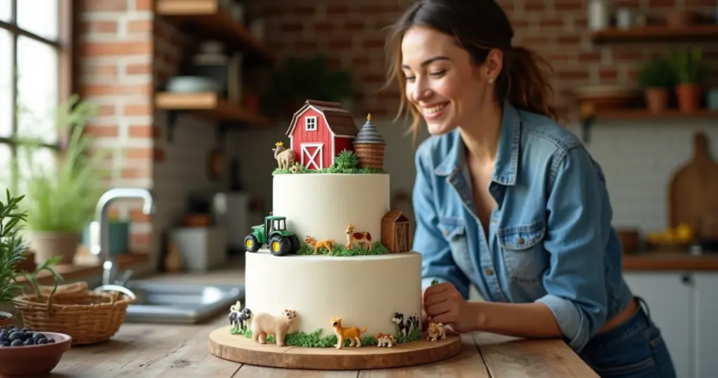 Bolo de 2 andares fazendinha menino: escolha certa entre chantilly ou pasta americana