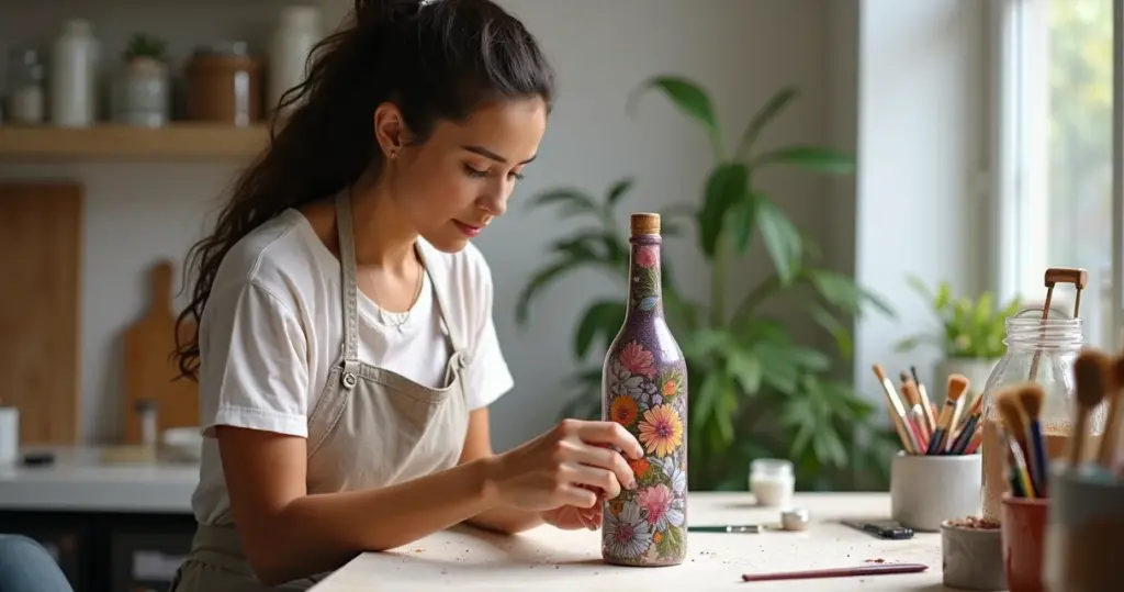 Como evitar erros decorar garrafinha vidro sem que sua arte descasque em dias