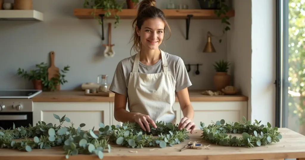 Como fazer guirlanda de eucalipto natural passo a passo com acabamento profissional