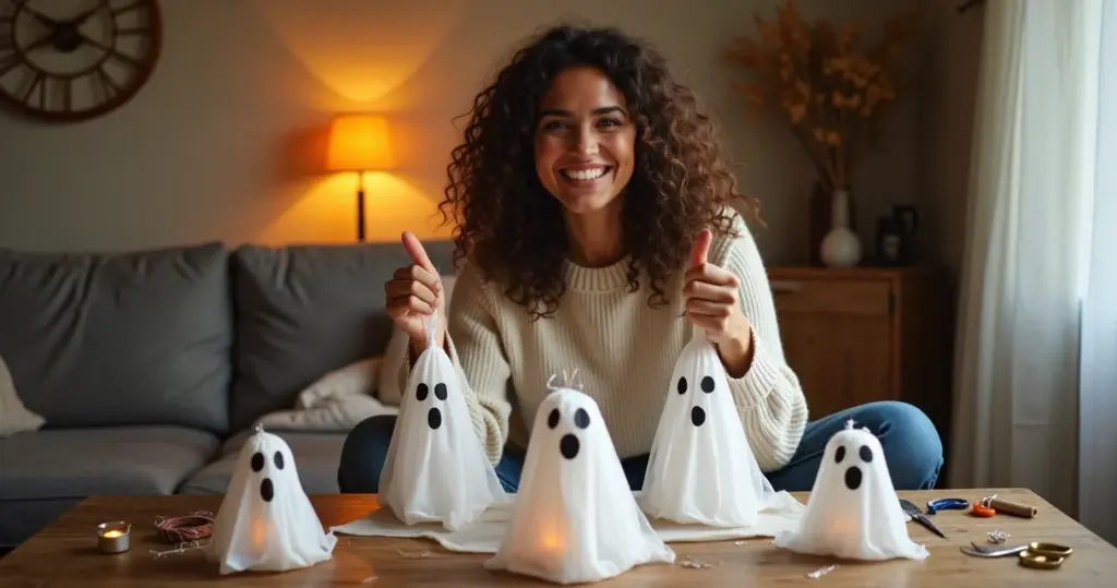Custo médio decoração fantasma Halloween barata: faça 5 por R$50