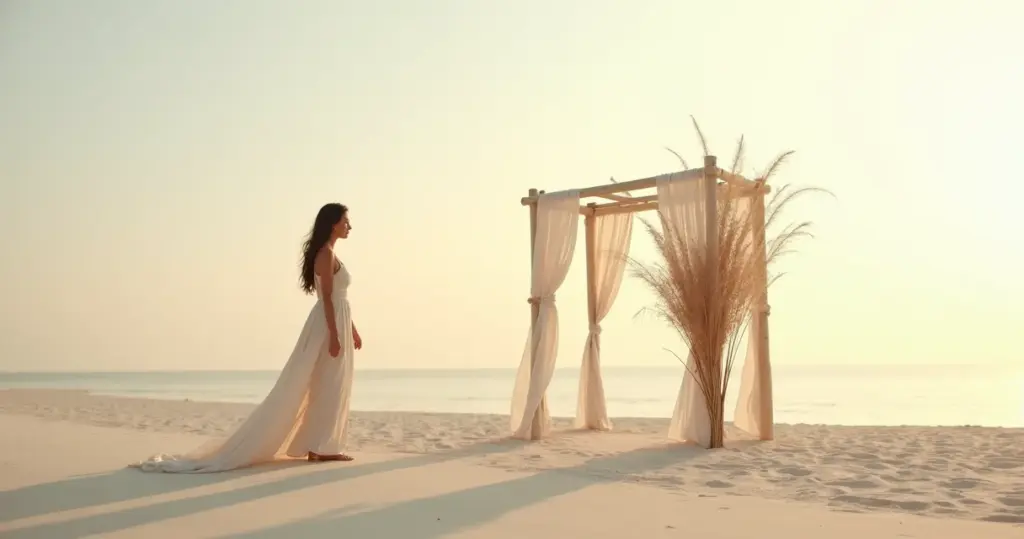 12 Ideias de Decoração Altar Casamento Praia Minimalista (Economiza 30%)