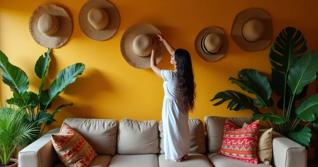 23 Ideias de Decoração com Chapéu de Palha que Transformam Qualquer Canto
