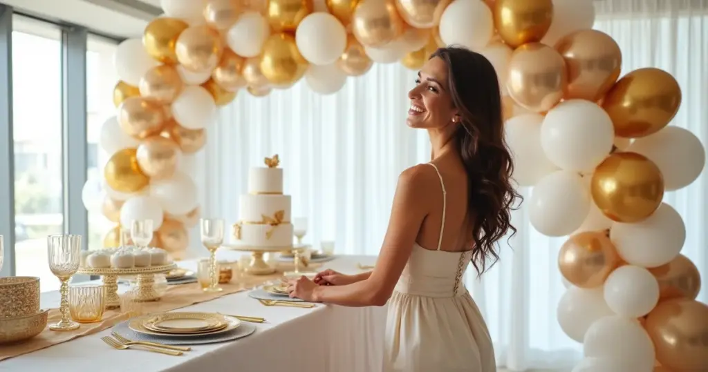 27 Ideias de Decoração de Aniversário Dourado e Branco para Festa Luxuosa