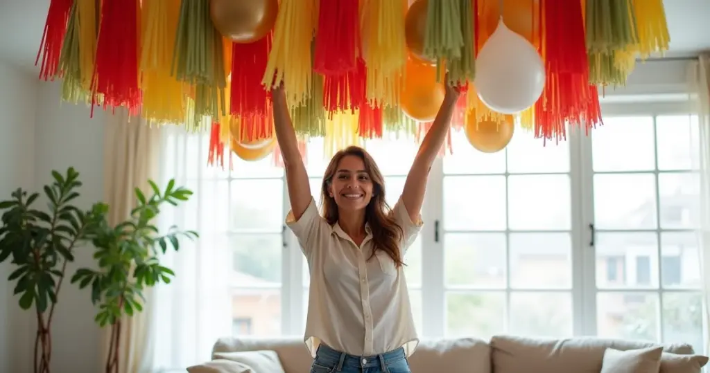 Passo a passo cortina papel crepom balões teto: decoração profissional por menos de R$ 100