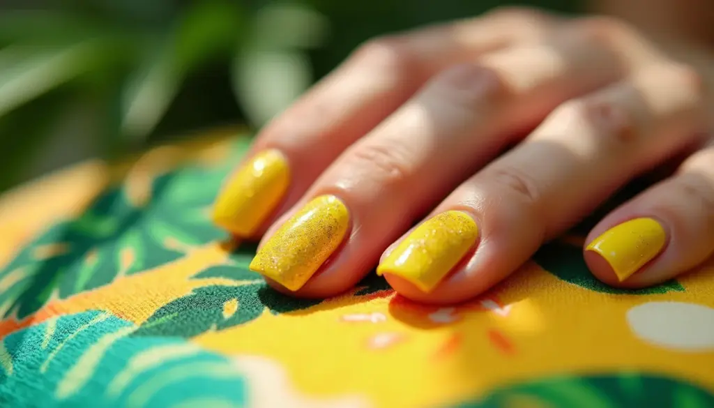 80 Ideias de Unha em Gel Amarela com Glitter que Duram 20 Dias