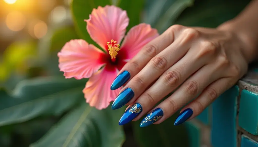 50 ideias de decoração de unhas azul que vão te inspirar
