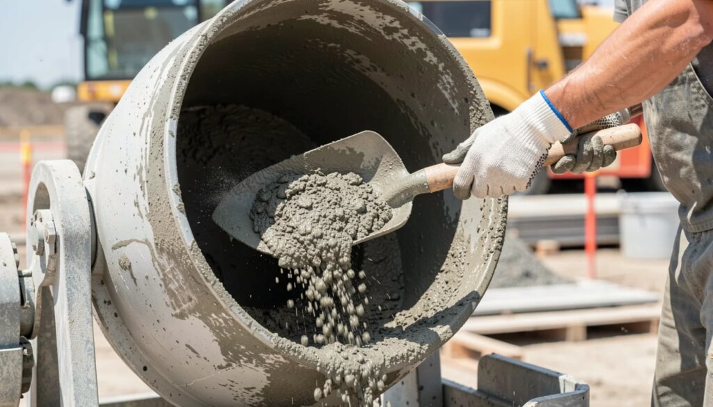 Preparo de Concreto em BH: Guia Essencial (Materiais e Equipamentos) Preparo de concreto em obra com betoneira em Belo Horizonte